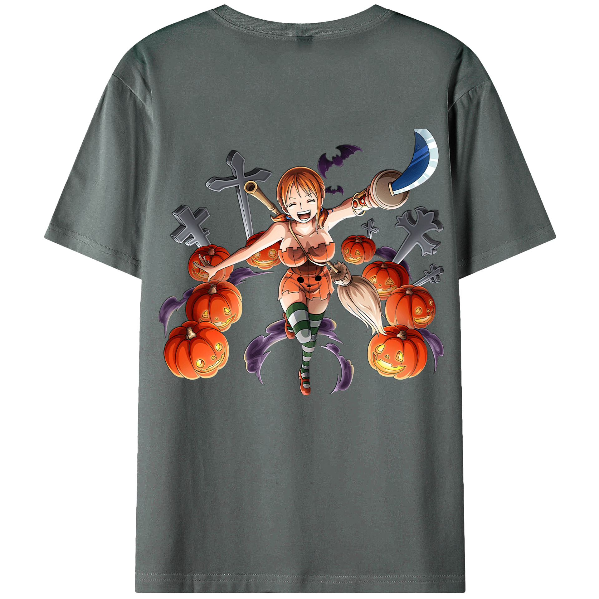 （画像用） ワンピース ナミ ONE PIECE Nami 綿100％ メンズ半袖Tシャツ（バックプリント） 通気性